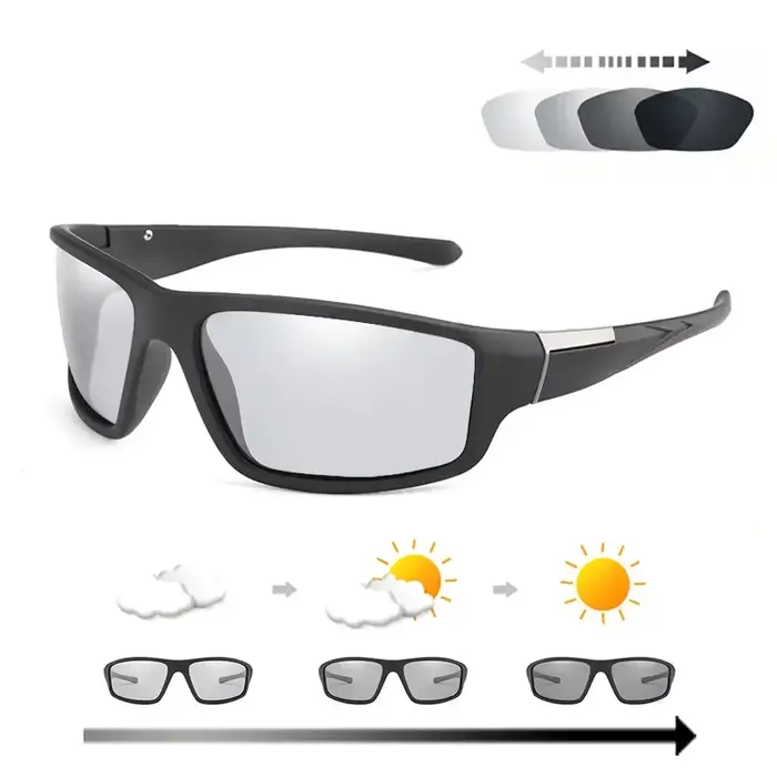 XaYbZc hommes lunettes de soleil photochromiques noir mat lunettes de sport femmes couleur changeant