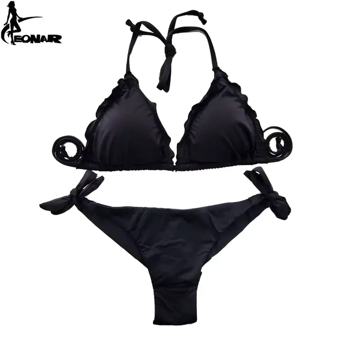 EONAR-Maillot de bain push-up à volants pour femme, ensemble de bikini à coupe brésilienne, maillot 