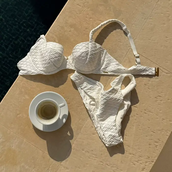Maillot de bain blanc grainé 2026 Nouveau