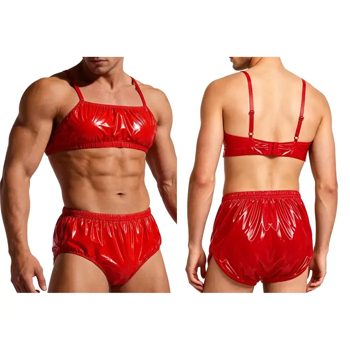 Maillot de bain imperméable pour hommes, 2 pièces, bretelles réglables, haut court et bas de bain po