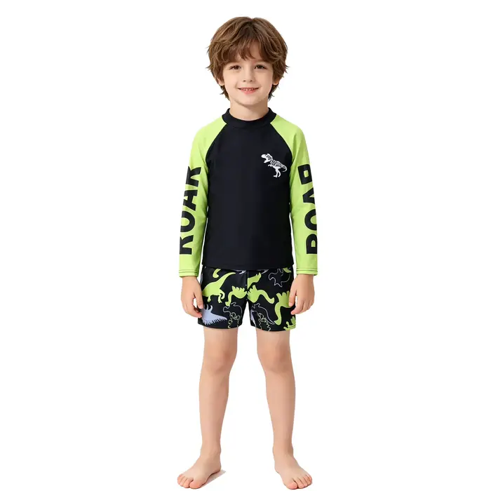 Maillot de bain pour garçon 3 4 5 6 7 8 9 10 11 ans, deux pièces, manches longues, maillots de bain 
