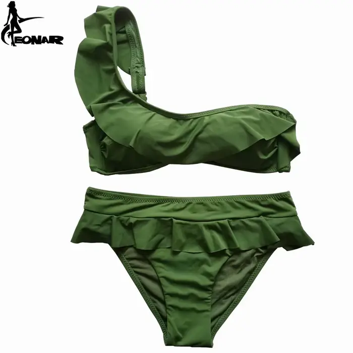 EONAR-Ensemble de bikini à volants pour femmes, maillot de bain à une épaule, maillot de bain brésil