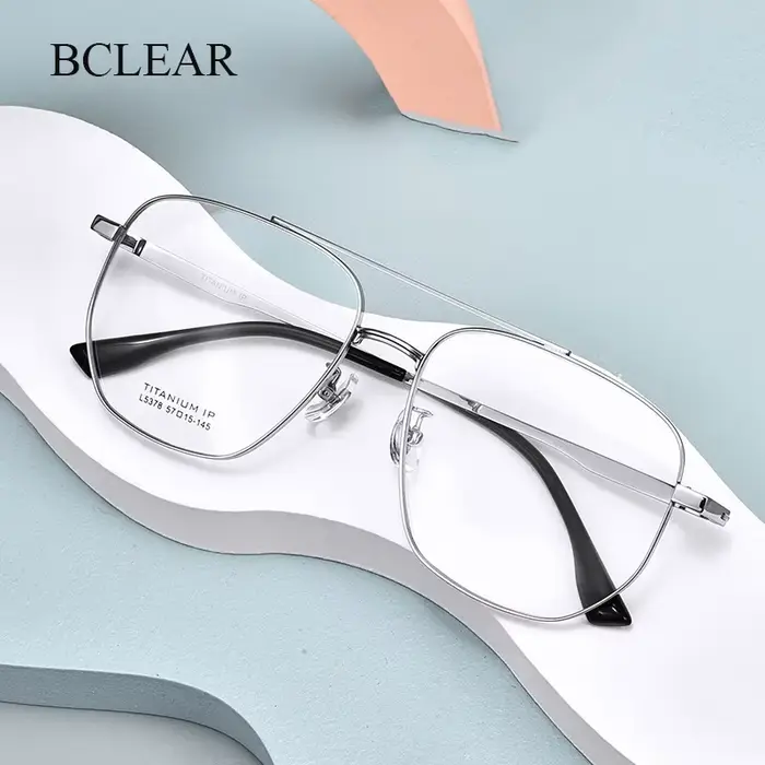 BCLEAR Desgin pur titane hommes classique Double pont lunettes cadre optique luxe Ultra léger lunett