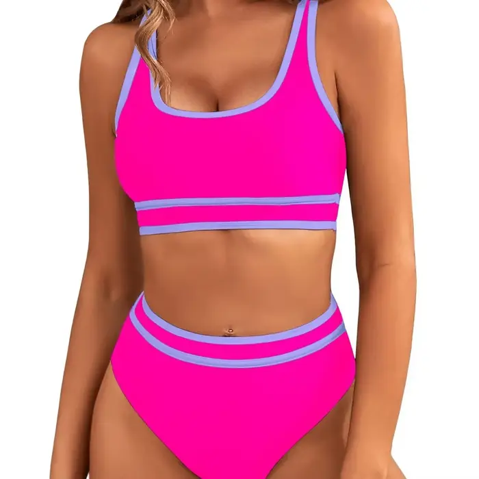 Maillot de bain bikini sexy pour femme, deux pièces, design tendance fendu, mode transfrontalière, tenue de piscine et de plage