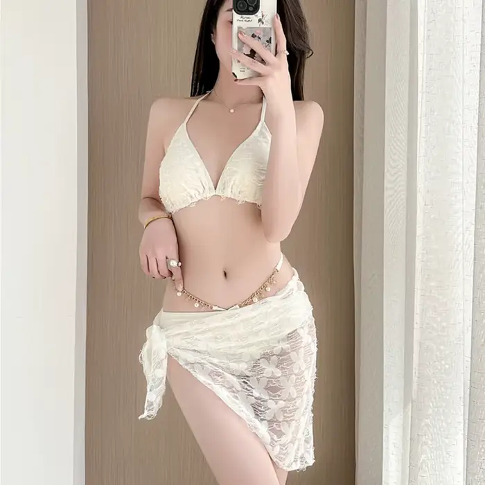 Bikini été femmes 2025 nouveau Style de fille chaude Sexy Bikini fendu trois pièces maillot de bain