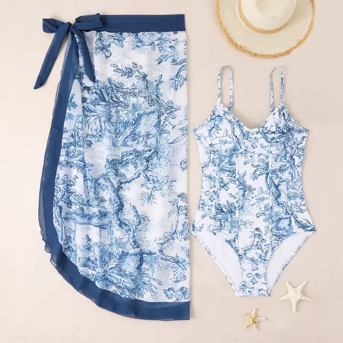 Maillot de bain une pièce pour filles, avec jupe imprimée, vêtements de plage pour enfants de 7 à 12