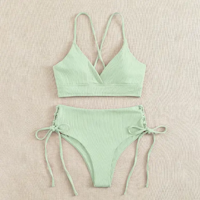 Cikini-ensemble bikini fendu à col en V pour femme