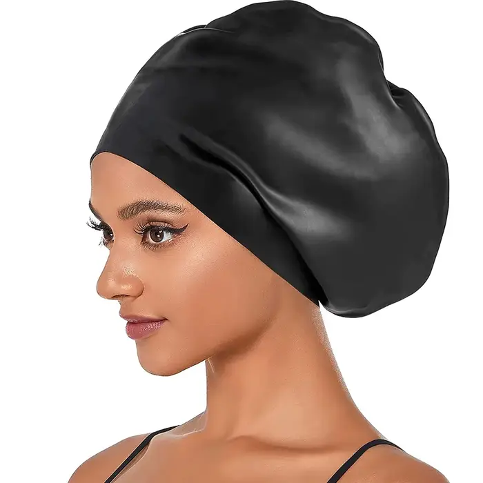 Bonnet de bain surdimensionné à cheveux longs, bonnet de bain en Silicone imperméable adapté aux femmes, hommes, tresses, tresses, Afros, 1 pièce