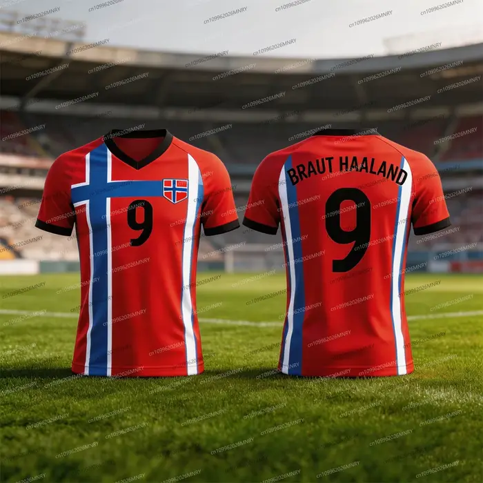 Maillot de Norvège 25/26 HAALAND – Maillot d'été pour homme, uniforme d'entraînement sportif, respir
