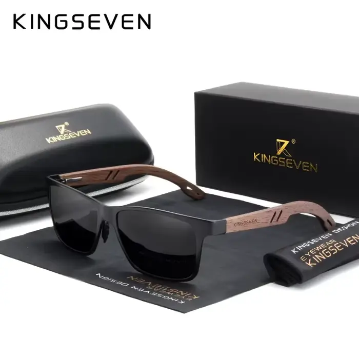 KINGSEVEN marque lunettes de soleil en bois haute qualité cadre rectangulaire hommes femmes UV400 le