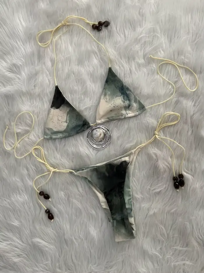Mode coquille Trangle Bikini femmes 2 pièces maillot de bain dame Sexy taille basse à lacets Biquini maillots