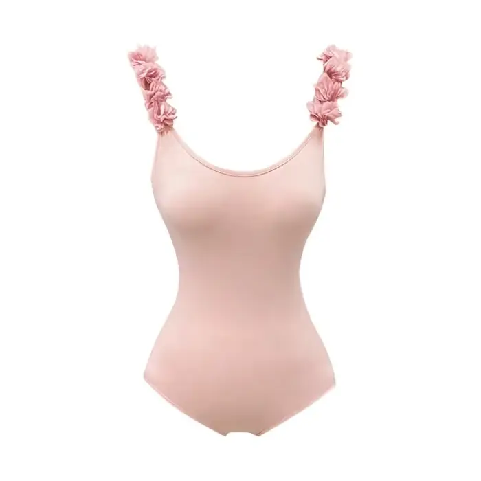 Maillot de bain une pièce à bretelles à fleurs tridimensionnelles pour femmes, corps mince, doux et 