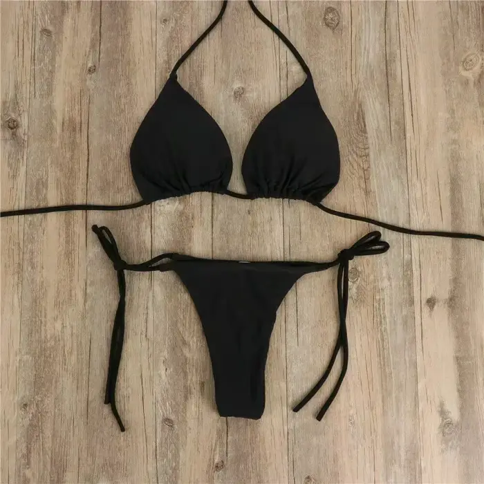 Femmes string Bikini ensemble côté cravate Sexy maillot de bain Style bandeau