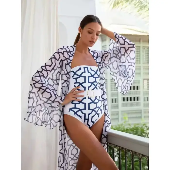 Maillot de bain une pièce pour femme avec kimono