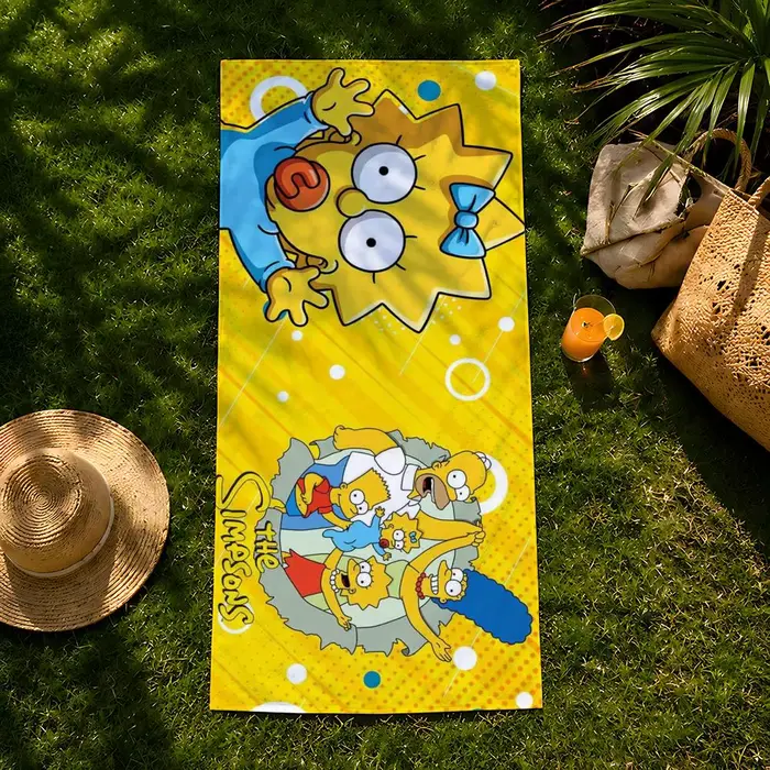 Serviette de plage Cartoon T-The S-Simpsons, serviette de bain absorbante à séchage rapide pour la n
