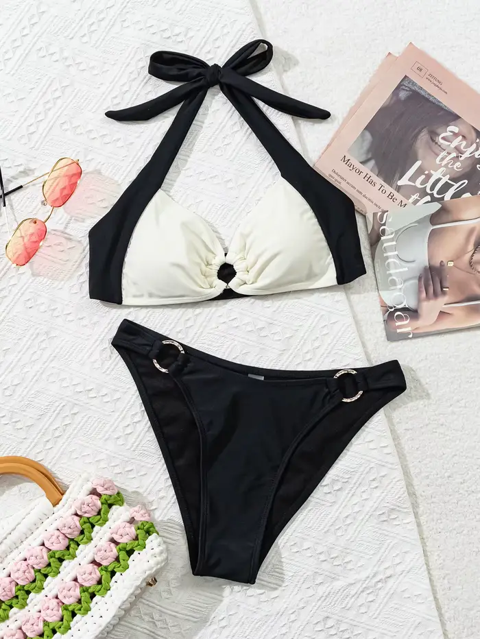 Femmes maillot de bain Sexy Bikini noir blanc maillots de bain été maillots de bain féminin Bikinis 