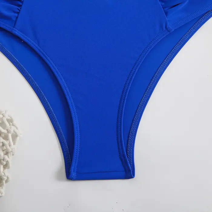 Maillot de bain froissé, couleur unie, sexy, ajouré, fendu, pour femmes, nouvelle collection 2025