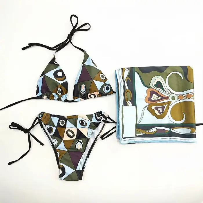 Nouvel ensemble bikini foulard bandeau femme 2026 au design classique avec logo signature lettre