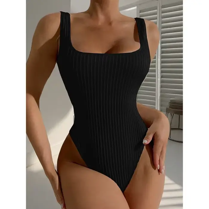 Maillot de bain une pièce noir blanc, sexy, dos nu, culotte taille haute, pour femmes, vêtements de 