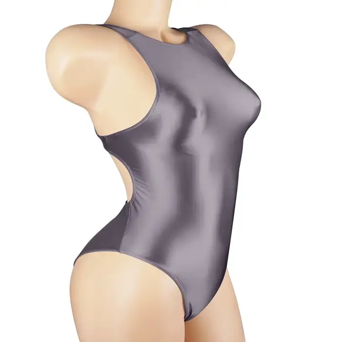 Maillot de bain une pièce pour femmes, sexy, transparent, échancré, sans entrejambe, brillant