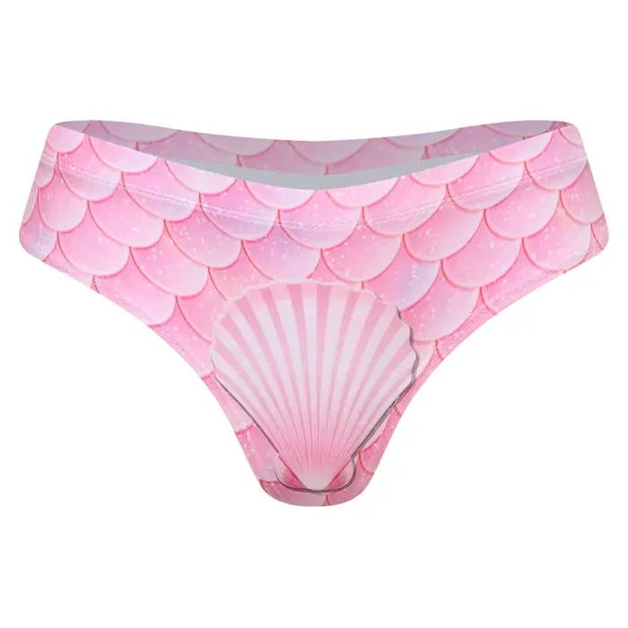 Maillot de bain femme style sirène, bas de maillot de bain imprimé écailles de poisson, taille basse