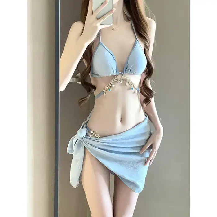 Toucheart-Maillot de bain sexy pour femmes, ensemble deux pièces, soutien-gorge, col licou, culotte 