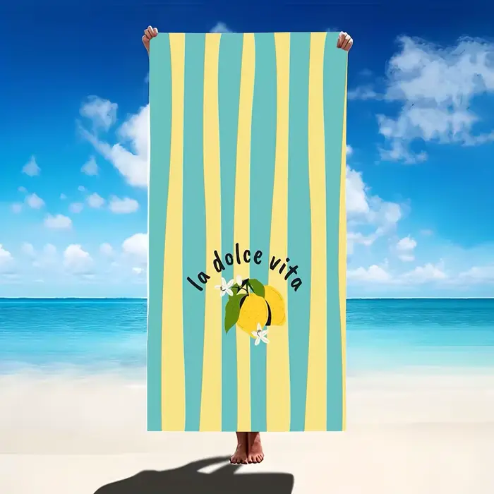 Serviette de plage Amalfi Lemon - Drap de bain en microfibre italien « La Dolce Vita » avec imprimé 