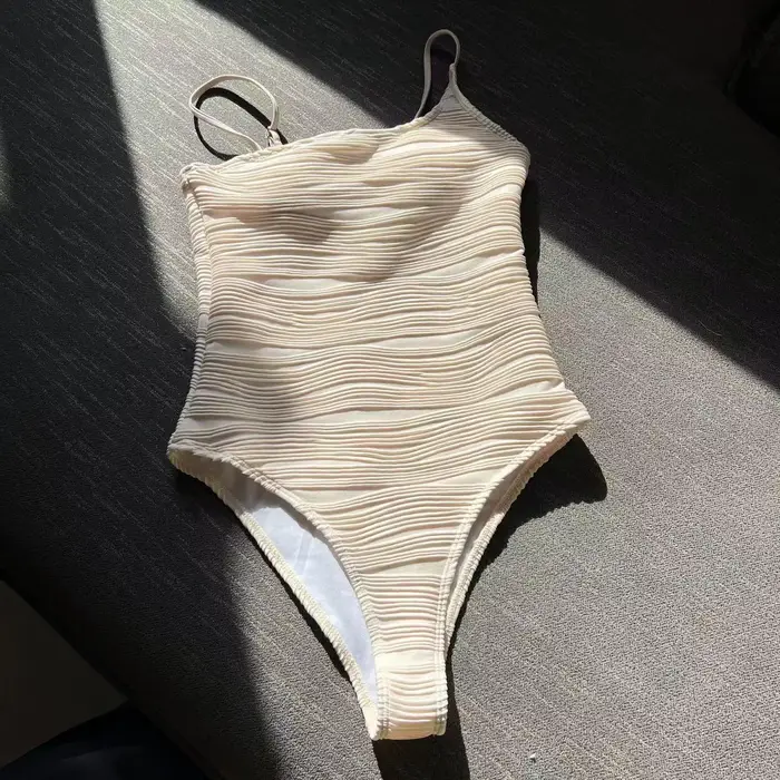 Maillot de bain une pièce sexy côtelé, solide, irrégulier, bikini, haut, fort, costume, tenues de plage, body, tankini