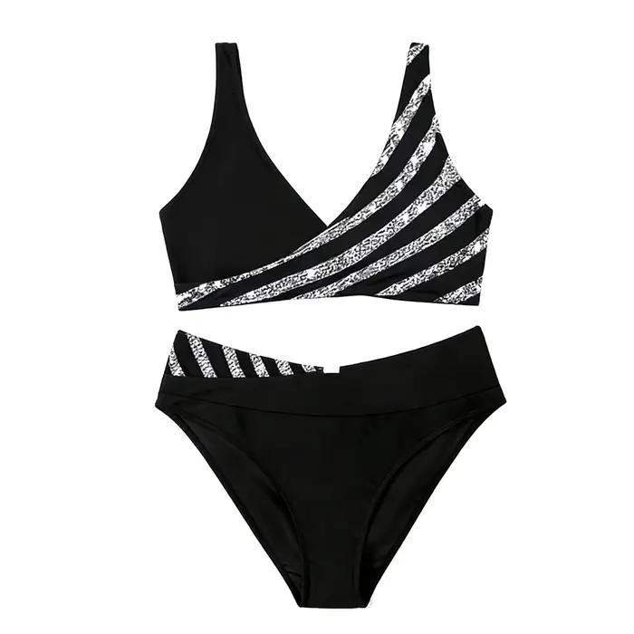 Maillot de bain pour femme, bikini sexy fendu, avec coussinets de soutien-gorge et sans soutien-gorg