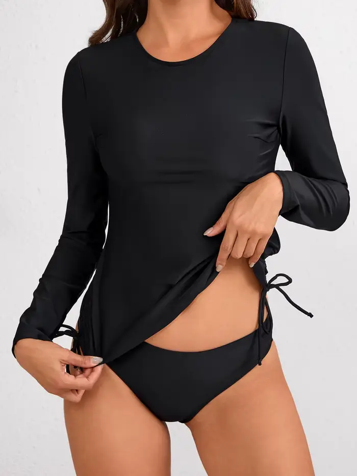 Maillot de bain deux pièces à manches longues pour femmes, vêtements de plage, plage, natation, baig