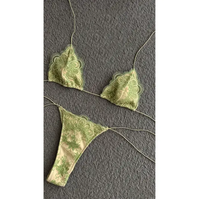 Maillot de bain bikini en dentelle deux pièces pour femme, tenue de plage séparée