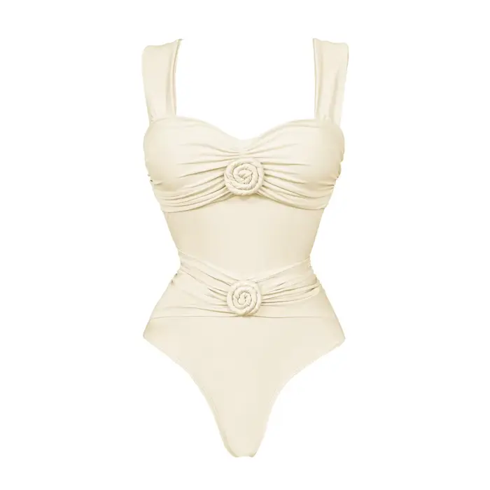Fleur blanche une pièce maillot de bain 2025 femmes Sexy Bikini Bandeau Biquini Push Up maillots de 