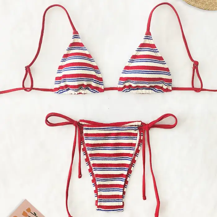 Maillot de bain deux pièces sexy push-up pour femme 2026 – Ensemble bikini micro rayé tendance
