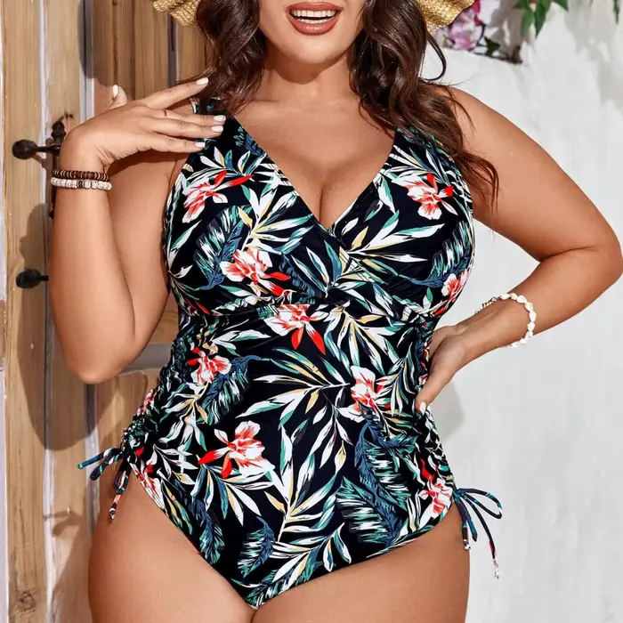 Nouveau Maillot de Bain Une Pièce Imprimé Grande Taille Sexy avec Cordon de Serrage pour Femme Enceinte 2026 – Idéal pour la Natation (Importation Transfrontalière)