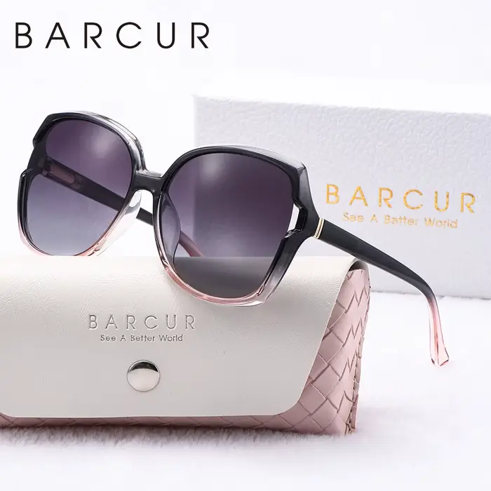 BARCUR-Lunettes de soleil polarisées UVA/B pour femmes, avec grand cadre, elliptique, couleur dégrad