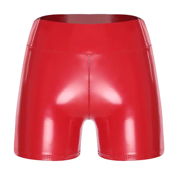 Shorts en PU effet mouillé pour femmes