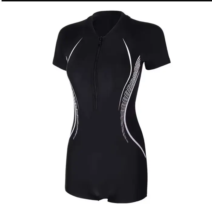 Maillot de bain à manches courtes pour femme, une pièce, protection solaire athlétique, vêtements de