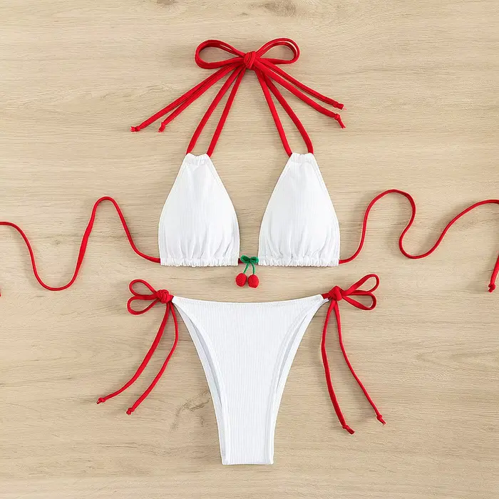 Ensemble de maillot de bain bikini été 2026 tendance sexy dos nu 2 pièces pour femme avec lacets et 