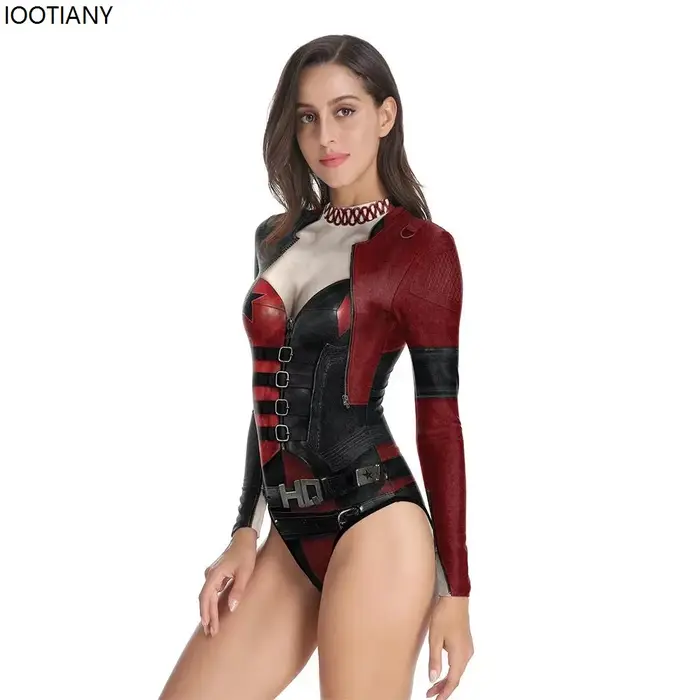 Iwing TIANY-Maillot de bain une pièce imprimé policière pour femme, manches longues, vêtements de plage décontractés, maillots de bain sexy, maillots de bain moulants, été