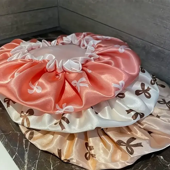 Bonnet de bain papillon Double couche imperméable, élasticité réglable, adapté pour laver le visage, sécher les cheveux, maquillage, salle de bain Dec