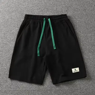 Short d'été rétro américain en éponge blanc pour homme, mode masculine délavée, taille élastique, pr