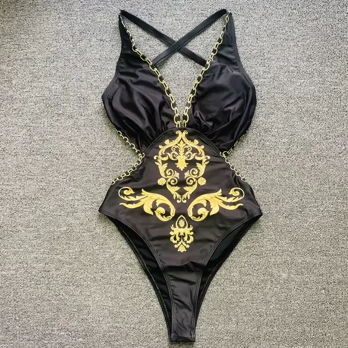 Femmes vêtements de plage maillot de bain Sexy nouveau imprimé doré une pièce maillot de bain maillo