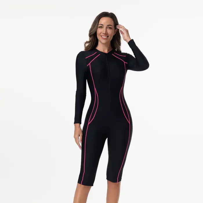 Maillot de bain une pièce avec manches pour femme, vêtements de plage pour femme, style sport, costu