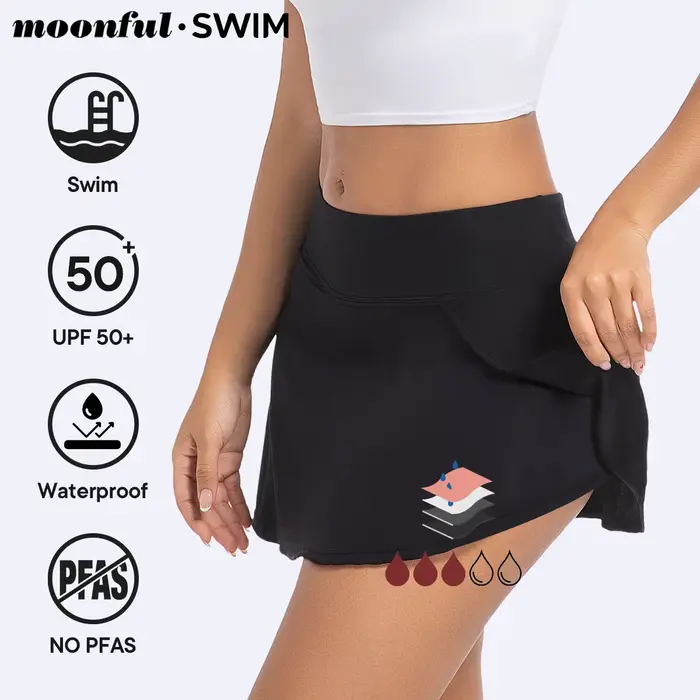 Maillot de bain menstruel pour femmes, maillot de bain pour adolescents, jupe imperméable, avec Prot
