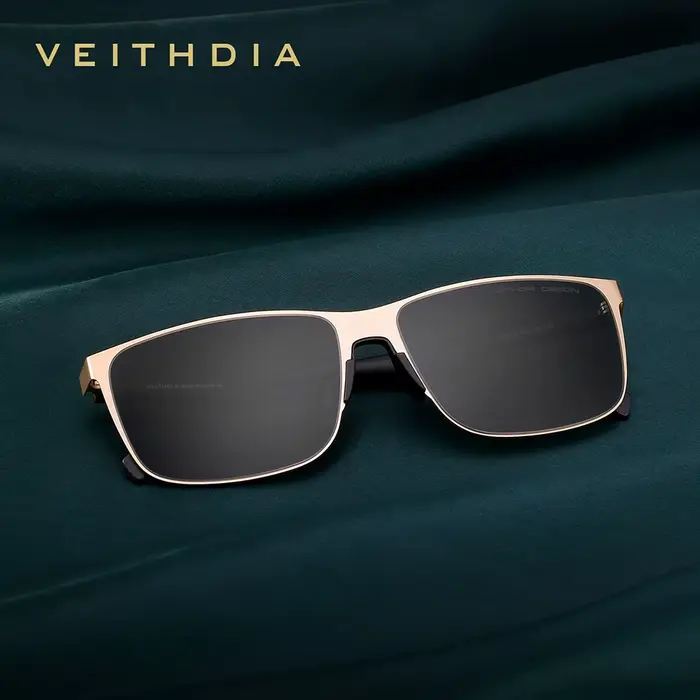 Lunettes de soleil vintage de marque VEITHDIA pour hommes et femmes, en acier inoxydable, verres en 