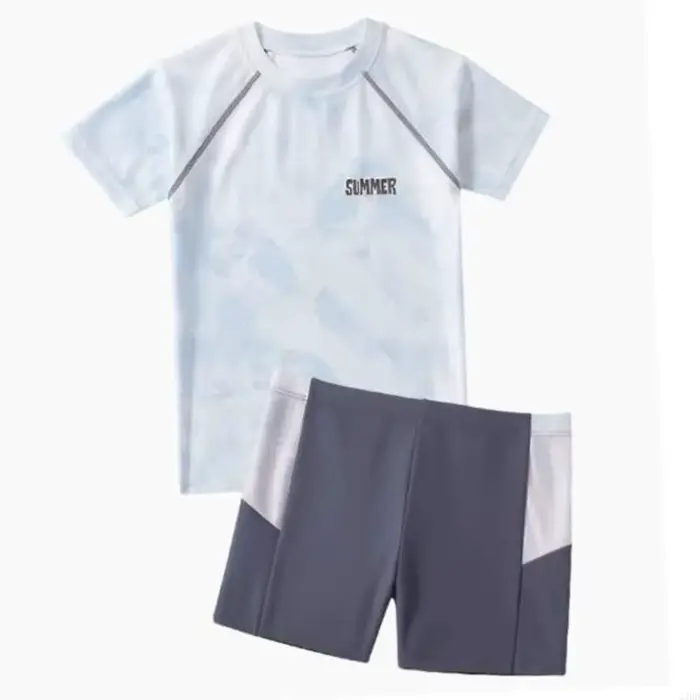 Ensemble shorts bain 2 pièces pour garçons, à séchage rapide, avec conception fendue confortable, po