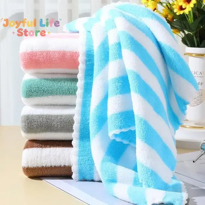 Nouvelle serviette épaisse absorbante, serviette de visage rayée en velours corail, serviette de bain à séchage rapide, serviette de plage, serviette de bain pour la maison