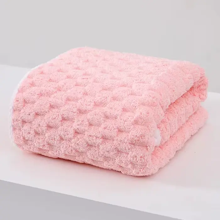 Grands serviettes de bain en microfibre polaire corail épaisse de couleur unie, très absorbantes, à 