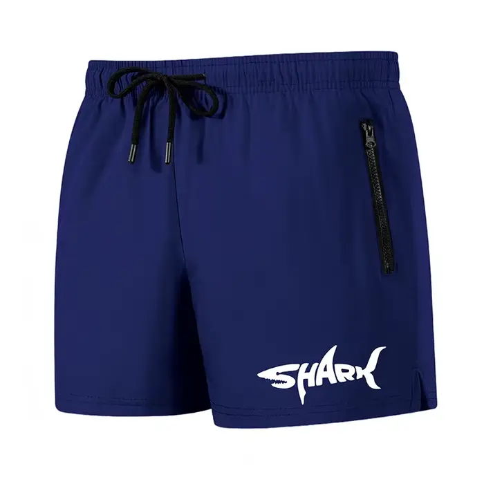 Short de bain pour homme avec motif requin, short de plage décontracté d'été avec doublure en maille