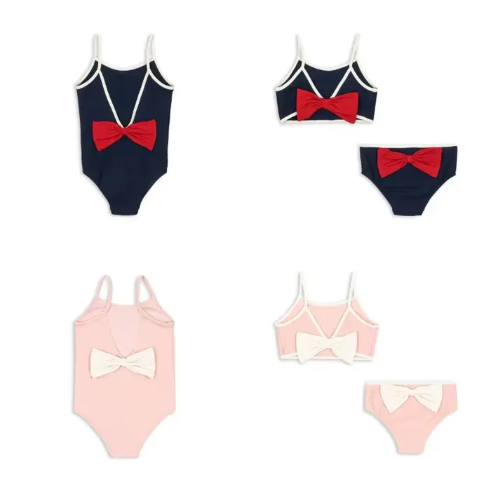 Maillots de bain pour filles, maillot de bain une pièce avec nœud rouge au dos, ensemble de bikini mignon pour filles, maillots de bain de plage pour enfants, maillots de bain pour bébés